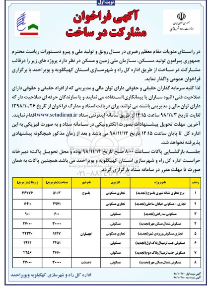 فراخوان, فراخوان مشارکت در ساخت  