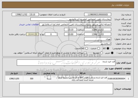 استعلام قند خرد شده