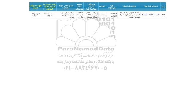 مناقصه عمومی، مناقصه مرمت و بازسازی پروژه تغذیه مصنوعی میامی