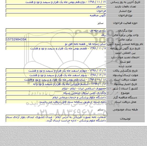 واگذاری تامین نیروی خدماتی شبکه