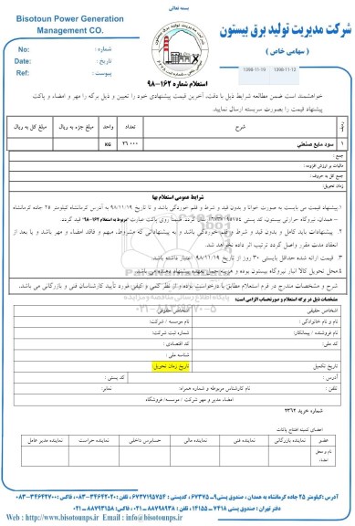 استعلام، استعلام سود مایع صنعتی