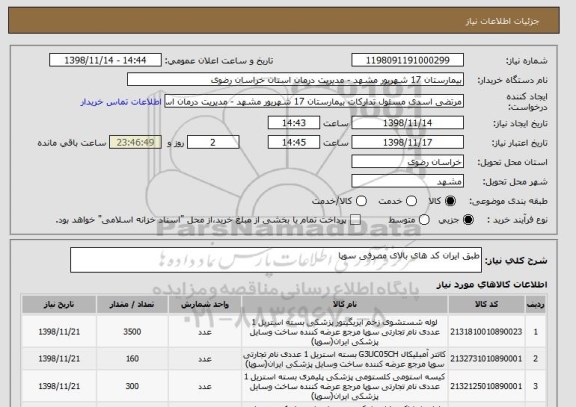 استعلام طبق ایران کد های بالای مصرفی سوپا