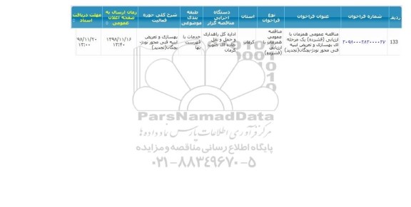 مناقصه ، مناقصه بهسازی و تعریض ابنیه فنی 