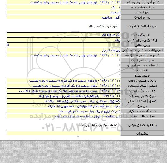 خرید ۶ دستگاه بالابر هیدرولیکی - تلسکوپی ۱۸ متری