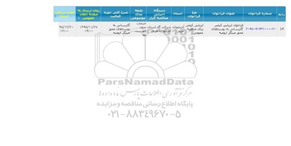 فراخوان ارزیابی کیفی گازرسانی