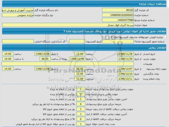 مزایده، مزایده پسته اکبری فوق ممتاز