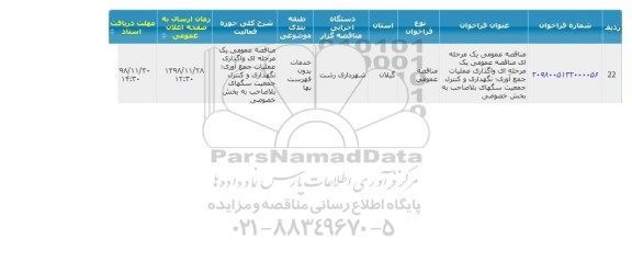 آگهی مناقصه، مناقصه واگذاری عملیات جمع آوری، نگهداری و کنترل جمعیت سگهای بلاصاحب