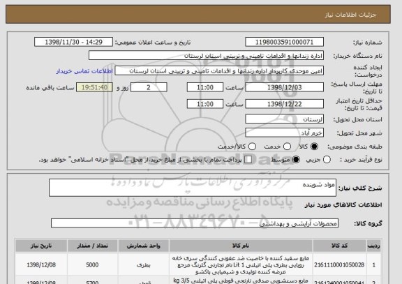 استعلام مواد شوینده