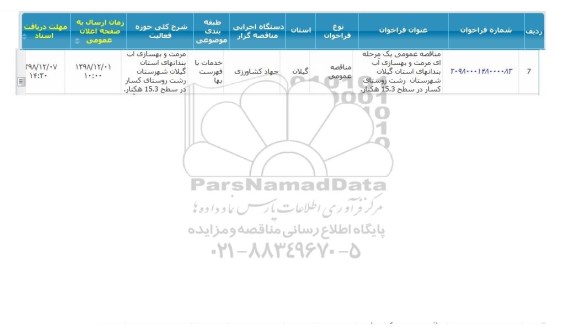 مناقصه ، مناقصه عمومی مرمت و بهسازی آب بندانهای استان... 