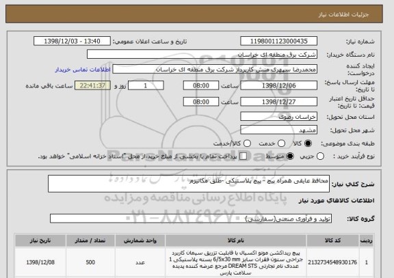 استعلام محافظ عایقی همراه پیچ - پیچ پلاستیکی -طلق مکانیزم 