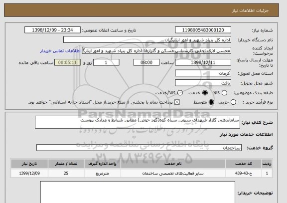 استعلام ساماندهی گلزار شهدای سیوین سیاه کوه(گود حوض) مطابق شرایط و مدارک پیوست