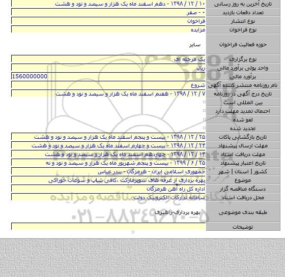 بهره برداری از غرفه های  سوپرمارکت ،کافی شاپ و سوغات خوراکی