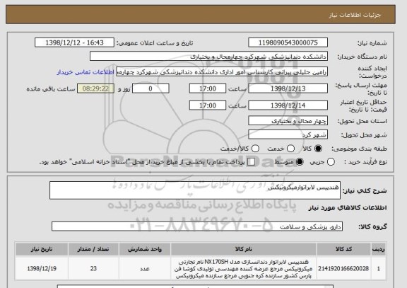 استعلام هندپیس لابراتوارمیکرونیکس 