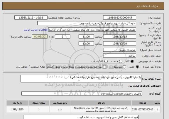 استعلام رک پایا 42 یونیت با درب توری و دارای پایه چرخ دار ( رنک مشکی)