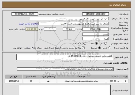 استعلام آگاهسازی و آموزش مهارتهای زنگی 15000000ریال