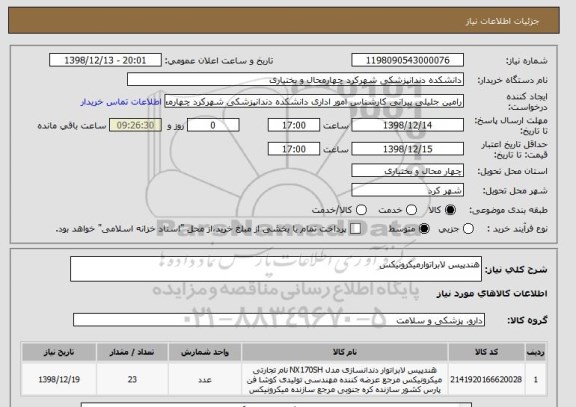 استعلام هندپیس لابراتوارمیکرونیکس 