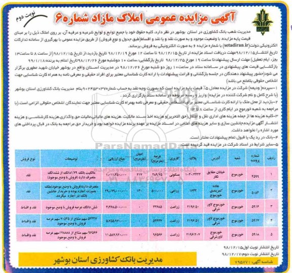 مزایده ،مزایده پلاک ثبتی 111 فرعی از 7 اصلی نوبت اول