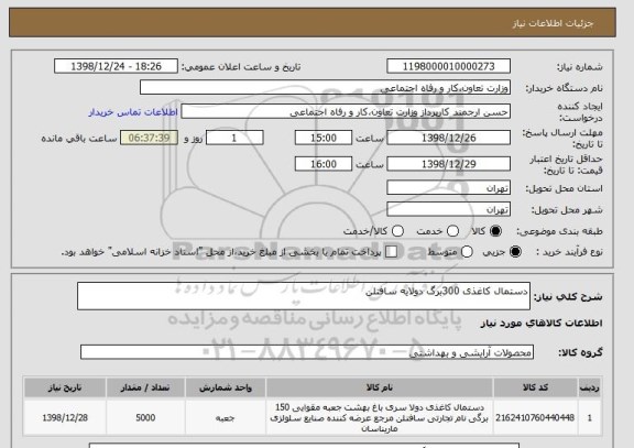 استعلام دستمال کاغذی 300برگ دولایه سافتلن 