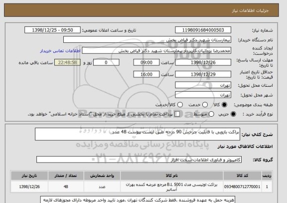 استعلام براکت بازویی با قابلیت چرخش 90 درجه طبق لیست پیوست 48 عدد