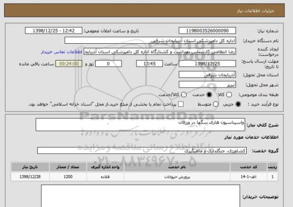 استعلام واسیناسیون هاری سگها در ورزقان