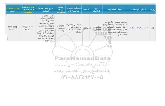 فراخوان مناقصات، مناقصه اجرای عملیات لکه گیری و روکش مقطعی آسفالت محور.. 