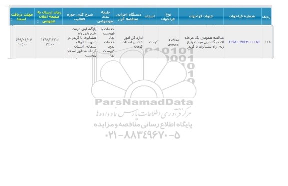 مناقصه بازگشایی مرمت و تیغ زنی 