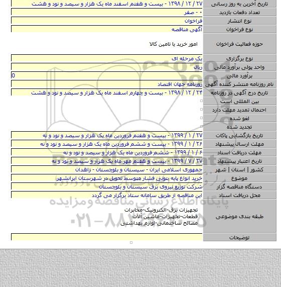 خرید انواع پایه بتونی فشار متوسط تحویل در شهرستان ایرانشهر