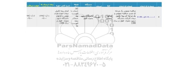 مناقصه بیمه تکمیل درمان کارکنان دانشگاه 