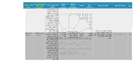 مناقصه  اجرای محوطه سازی و دیوارکشی پروژه مسکن مهر 