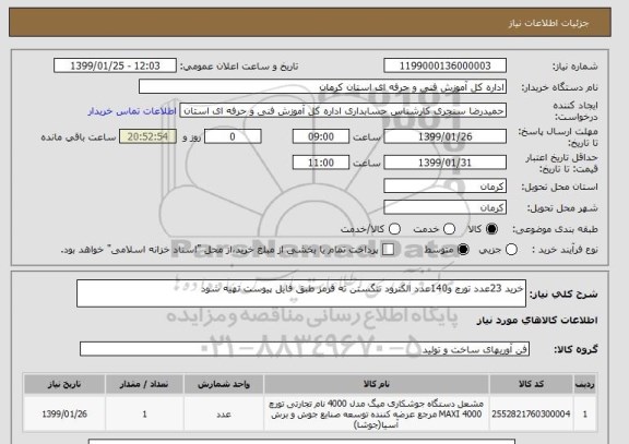 استعلام خرید 23عدد تورچ و140عدد الکترود تنگستن ته قرمز طبق فایل پیوست تهیه شود