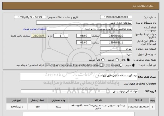 استعلام بیسکویت ساقه طلایی طبق پیوست