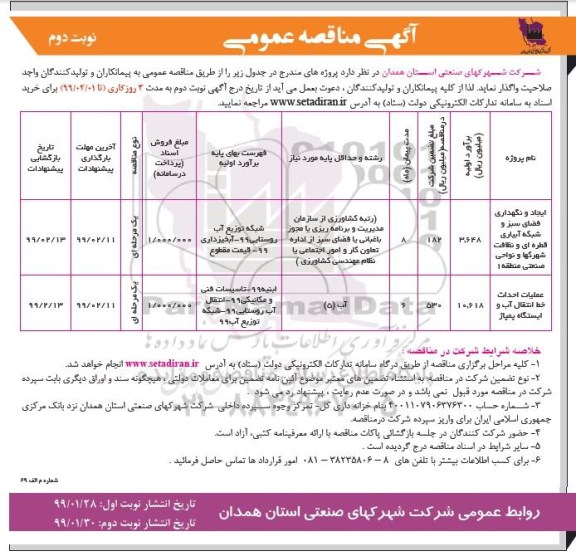 مناقصه عمومی , مناقصه ایجاد و نگهداری فضای سبز و شبکه آبیاری قطره ای نوبت دوم 