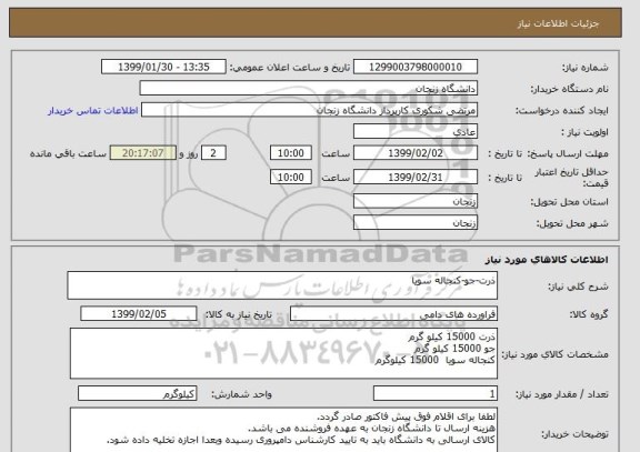 استعلام ذرت-جو-کنجاله سویا