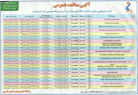 مناقصه ، مناقصه p/f flowserve ball valve   و ...