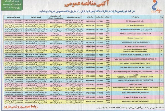 مناقصه ، مناقصه p/f flowserve ball valve  و ...نوبت دوم 