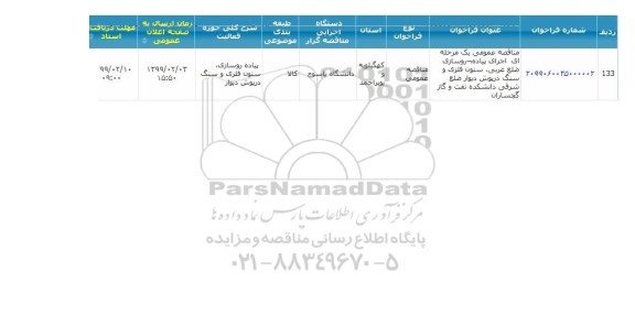 مناقصه اجرای پیاده روسازی ضلع غربی ...