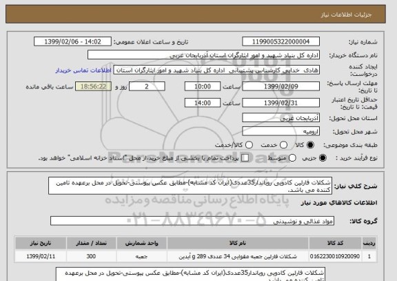 استعلام شکلات فارلین کادویی روباندار35عددی(ایران کد مشابه)-مطابق عکس پیوستی-تحویل در محل برعهده تامین کننده می باشد.