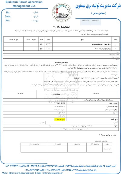 استعلام روغن بهران 