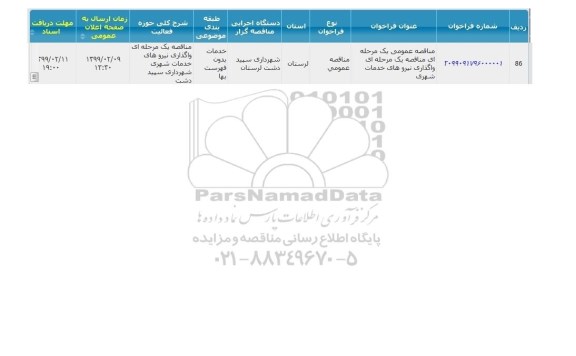 مناقصه واگذاری نیروهای خدمات شهری 