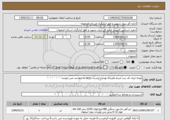 استعلام توجه ایران کد ثبت شده مشابه بوده و لیست نیازها به پیوست می باشد.