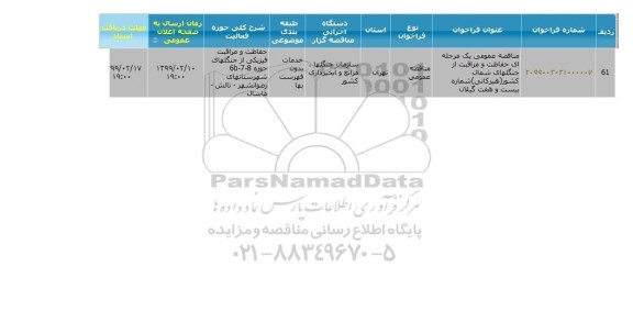 مناقصه حفاظت و مراقبت از جنگلهای 