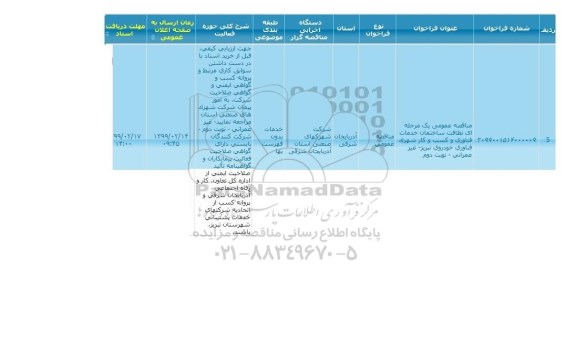 مناقصه نظافت ساختمان خدمات فناوری- نوبت دوم 