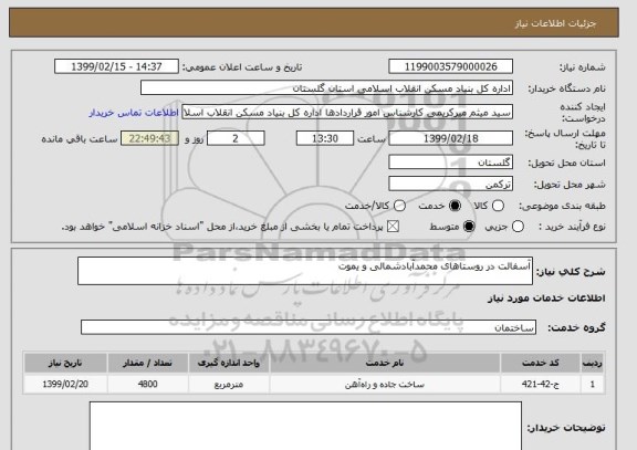 استعلام آسفالت در روستاهای محمدآبادشمالی و یموت