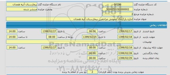 مزایده اجاره پارکینگ عمومی