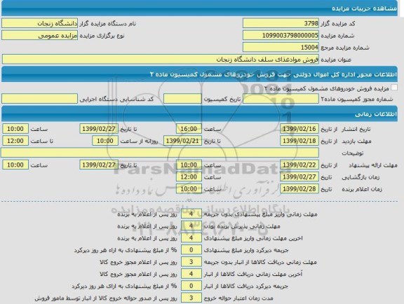 مزایده،فروش مواد غذایی سلف