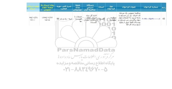 مناقصه اجرای پل بتن مسلح 