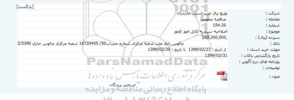 اصلاحیه سیم به کابل امور کجور