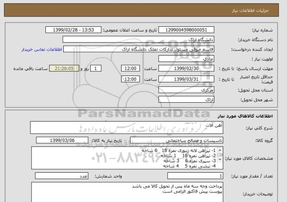 استعلام آهن آلات