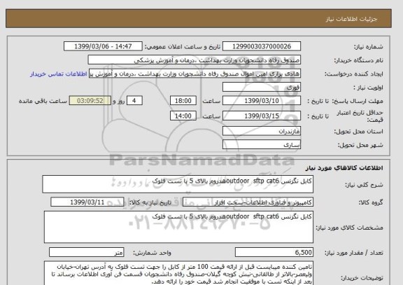 استعلام کابل نگزنس outdoor  sftp cat6هدروم بالای 5 با تست فلوک