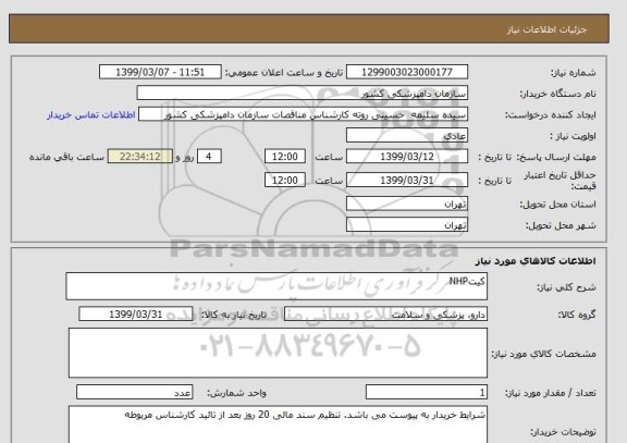 استعلام کیتNHP